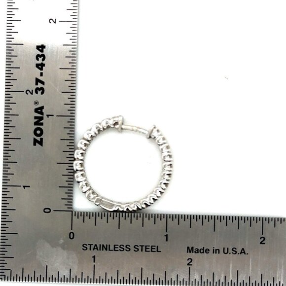 14K Gold Inside Out Diamond Reeds Hoops Earrings - Picture 9 of 10